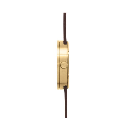 D38 brass case brown leather strap tube watch leff amsterdam design by piet hein eek side 1