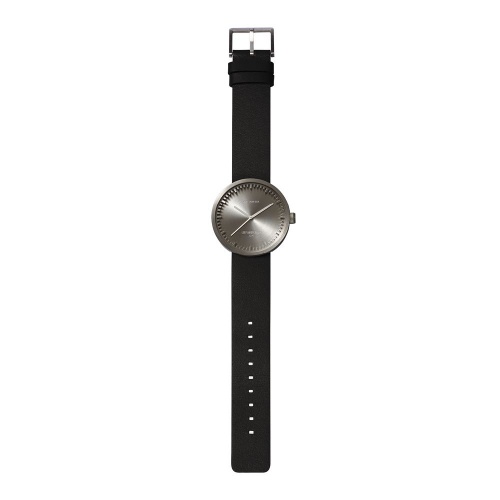 D42 steel case black leather strap tube watch leff amsterdam design by piet hein eek total 1