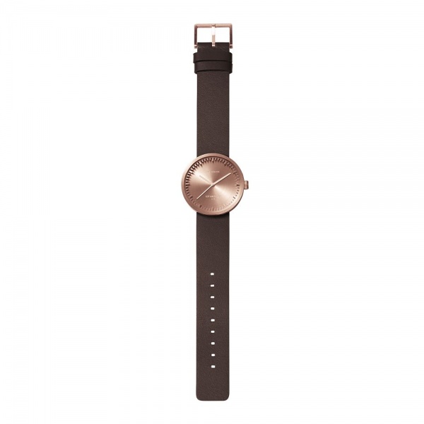 Tube watch D38 - rose gold with brown leather strap 38mm - LEFF amsterdam