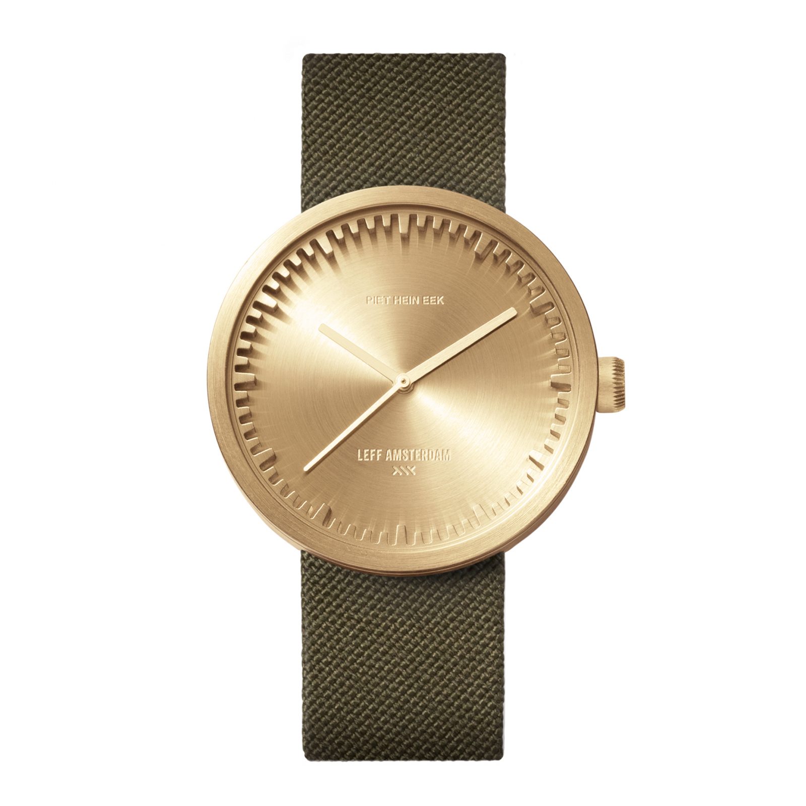 Tube watch D42 - brass with green cordura strap 42mm - LEFF amsterdam