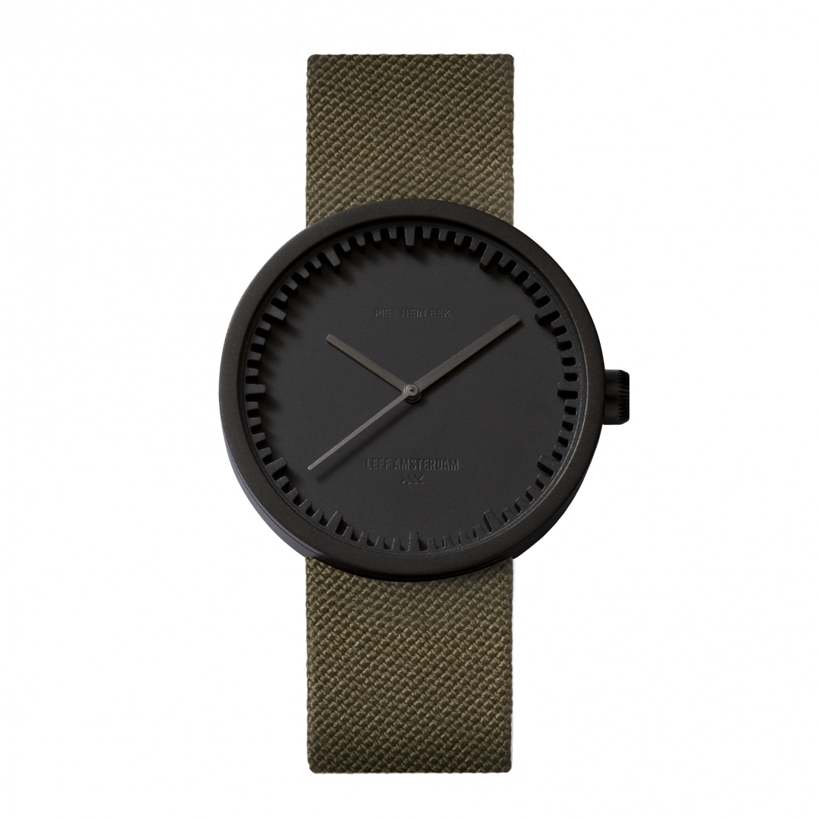 Tube watch D38 - black with green cordura-leather strap 38mm