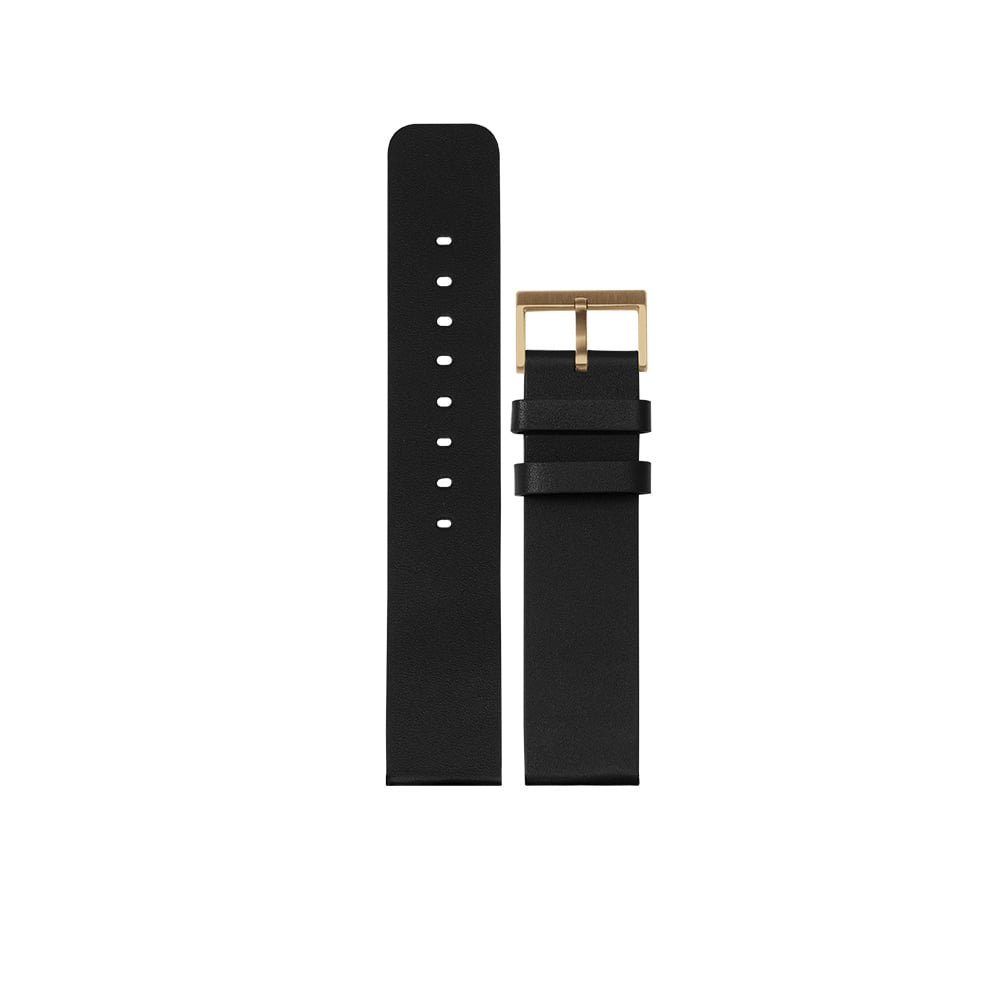 Black leather strap / brass buckle for Tube watch T40 - LEFF amsterdam