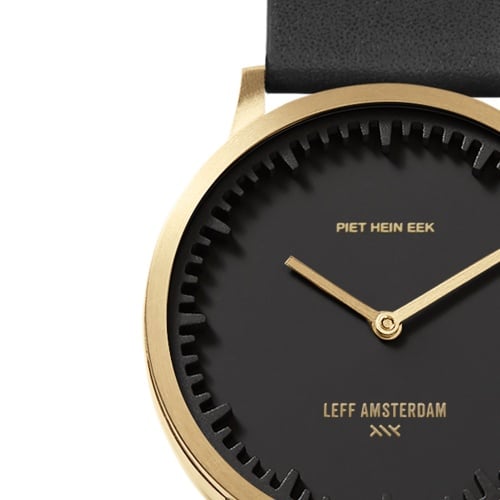 LEFF amsterdam tube watch T32 Black Brass Stainless steel case 32mm with black leather strap