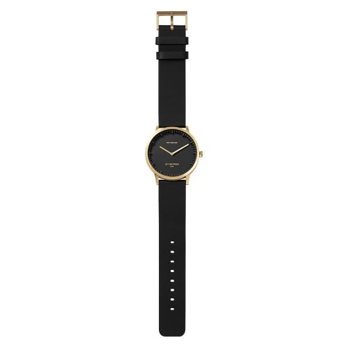 LEFF amsterdam tube watch T40 Black Brass Stainless steel case 40mm unisex with black leather strap
